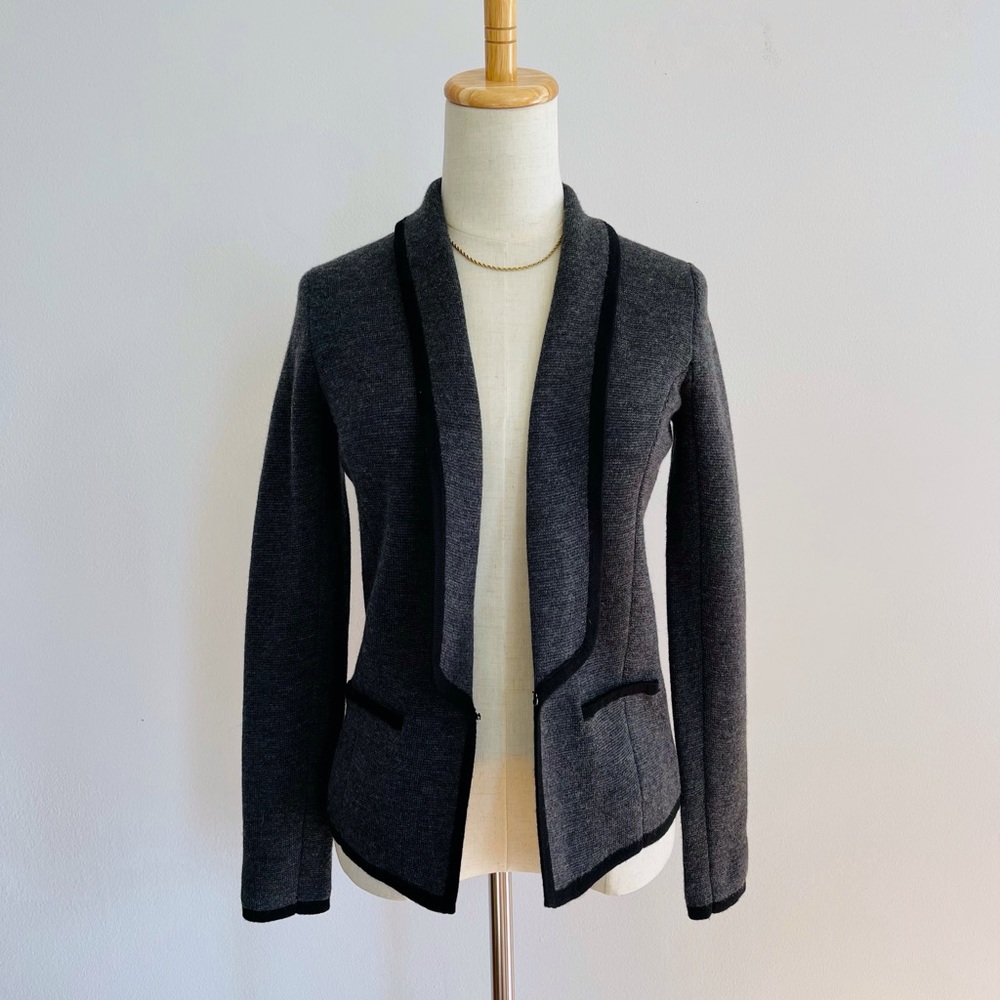 Ann Taylor Loft Sweater Blazer Cropped Cardigan Grey Size XSP Petite